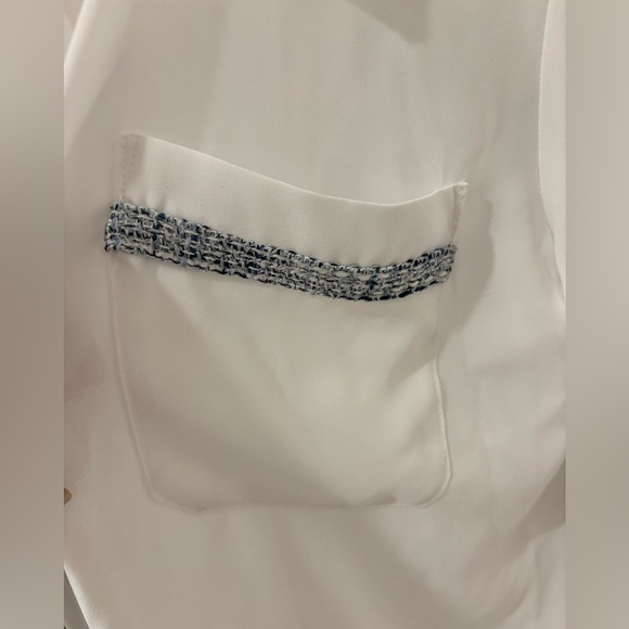 NWT-CALVIN KLEIN Women's Tweed-Trim Button Down Shirt - Picture 6 of 9